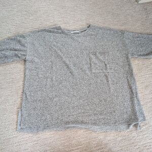 Zara Heather Gray Knit Top Medium Women Short Sleeve